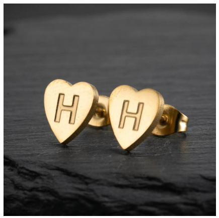 Stainless Steel Cute Small Tiny Heart Initial English Letter Stud Earrings For Women Gold Color Alphabet Jewelry Birthday Gift H