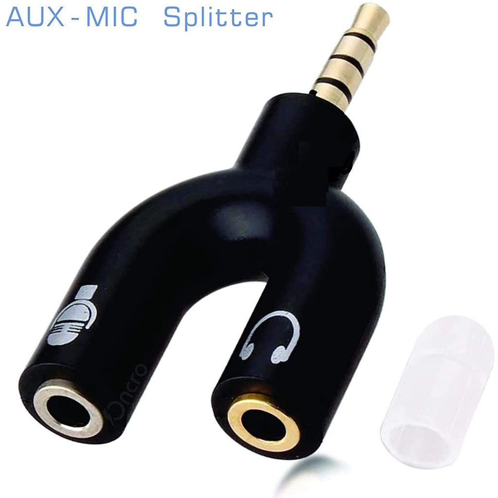 Popcorn U Type 3.5mm Audio Splitter Jack Male To 2 Female AX Headphone Converter Adapter