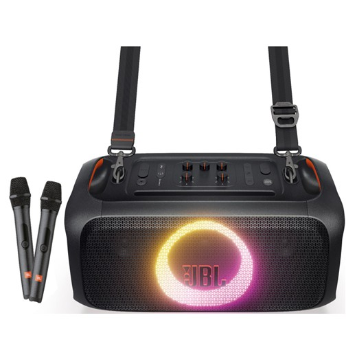 JBL PartyBox On-the-Go Essential Portable party speaker with built-in lights and wireless mic