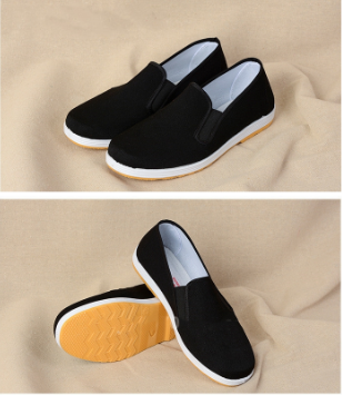 Men Black Shoes Chinese Traditional Kung Fu Flats Bruce Lee Cosplay Wushu Beijing Cloth Ace Martial Arts Tai chi Shoes Rubber Sole