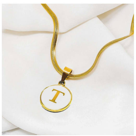 Laj 18k Gold Stainless Steel Initial Necklace SLP07  with LX873D NoFreeBox T