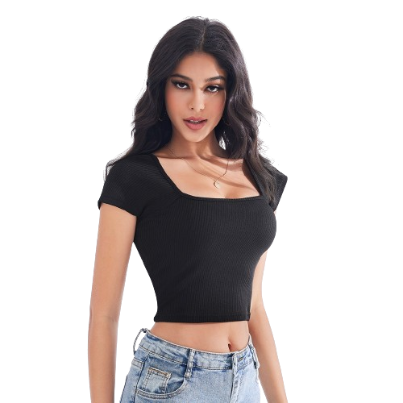 Lovito Women Basic T-Shirt LBE03081 (Black)