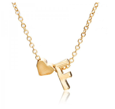 Necklace 26 Letter Pendant Necklace Women Peach Heart Shaped Clavicle Chain Necklace Accessories F