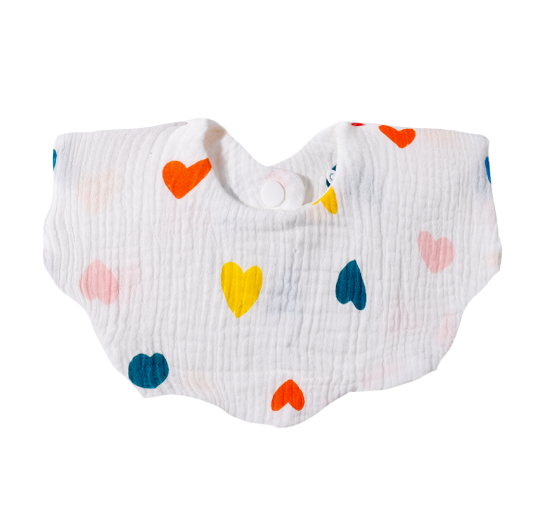 Baby Printed Towel Cotton Gauze Wavy Edge Muslin Bib BB19