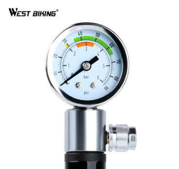 WEST BIKING Bicycle Mini Pump With Pressure Gauge Hose Ultralight
