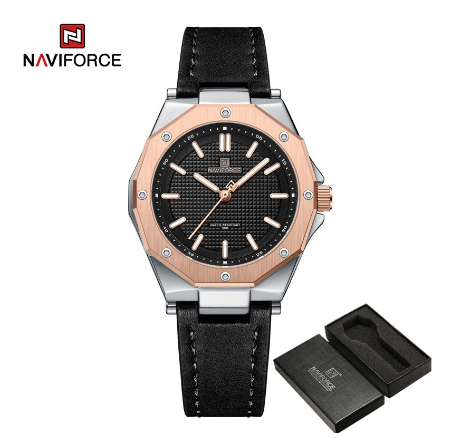 Naviforce Nf5026 Women Rose Gold Luxury Brand Diamond Fashion Dress Waterproof Clock ROSEGOLD BLACK