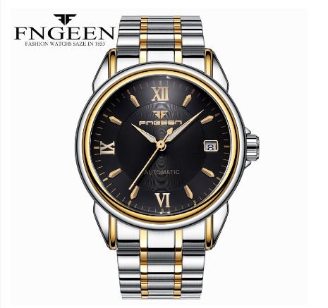 FNGEEN 6602 Men's Automatic Mechanical Watch  SILVER GOLD BLACK