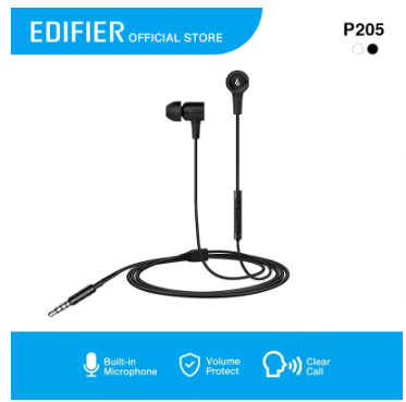 Edifier P205 Heavy Bass Built-in Microphone Volume Protect Dynamic Drivers Button Control