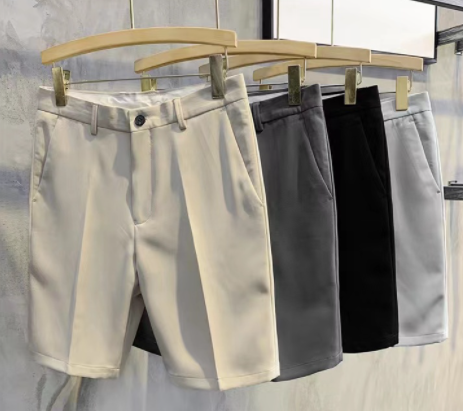 Summer Straight Plain High Waist Men's Korean Suit Shorts