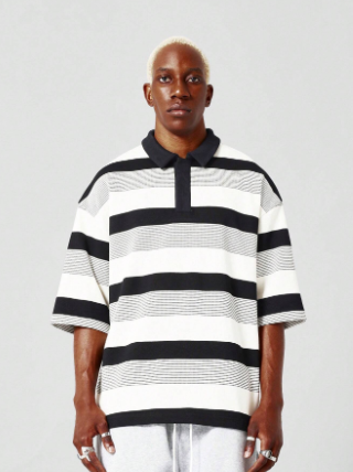 SUMWON Oversized Fit Polo With Stripe