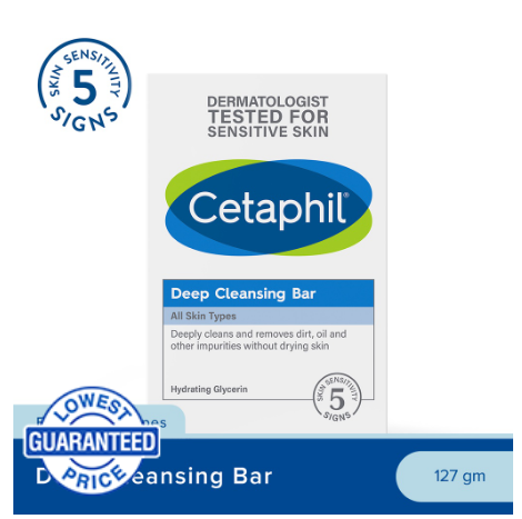 Cetaphil Deep Cleansing Bar 127g (For Dry and Sensitive Skin / Gentle Moisturizing Body Bar Soap)