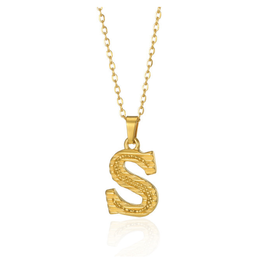 Stainless Steel Capital Initial Letter Necklaces For Women A-Z Alphabet Pendant Necklace S