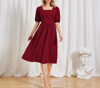 Lovito Women Casual Plain Basic Dress LBL06055 Red