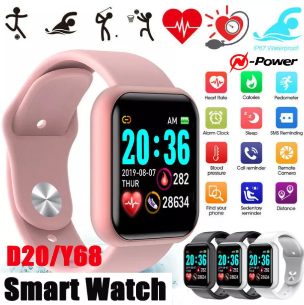 Macaron Y68 Smart Watch D20 Waterproof Bluetooth Sport Smart Watch Fitness Tracker Wristband