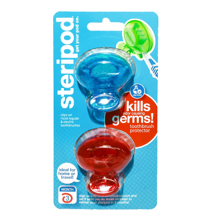 Steripod Clip-On Toothbrush Protector 2 pieces