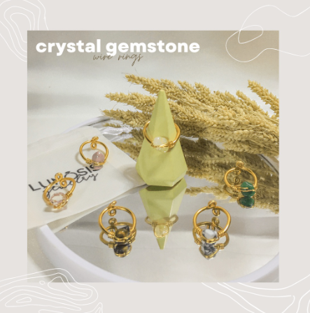 Crystal Raw Gemstone Wire Ring How lite, Citrine, Tiger's eye etc. Handmade Jewelry