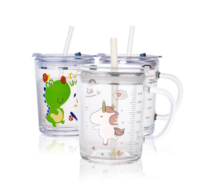 Kids Milk Cup With Straw Water Cup with Handle(DIRECT MANUFACTURER)