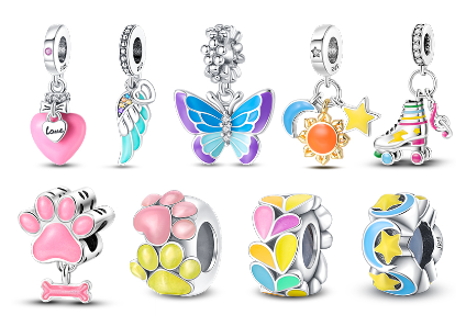 925 Sterling Silver Glow In The Dark Butterfly Cat Paw Heart Charms Beads