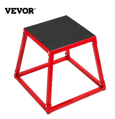 VEVOR Plyometric Platform Box 18 Inch Height Plyometric Jump Box Red Fitness Steel Plyo Box for Home