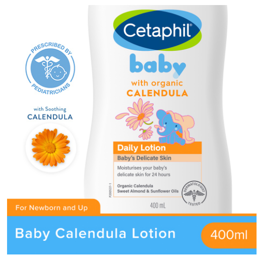 Cetaphil Baby Daily Lotion with Organic Calendula 400ml (Hypoallergenic / Suitable for Newborn)