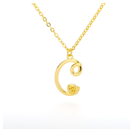 Dainty Gold Letter Necklace Tiny 26 Capital A-Z Pendant Choker Necklace,Cute Personalized Name Necklace Gold Jewelry Necklace C