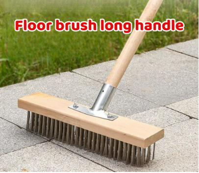 20/30cm Stainless Steel Floor Brush with Wood Handle for Bristle Iron Pool Moss Cleaning