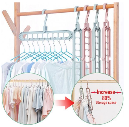High Quality Multi-Functional Magic Hanger Storage Artifact Hanger 9 Hole Folding Hanger