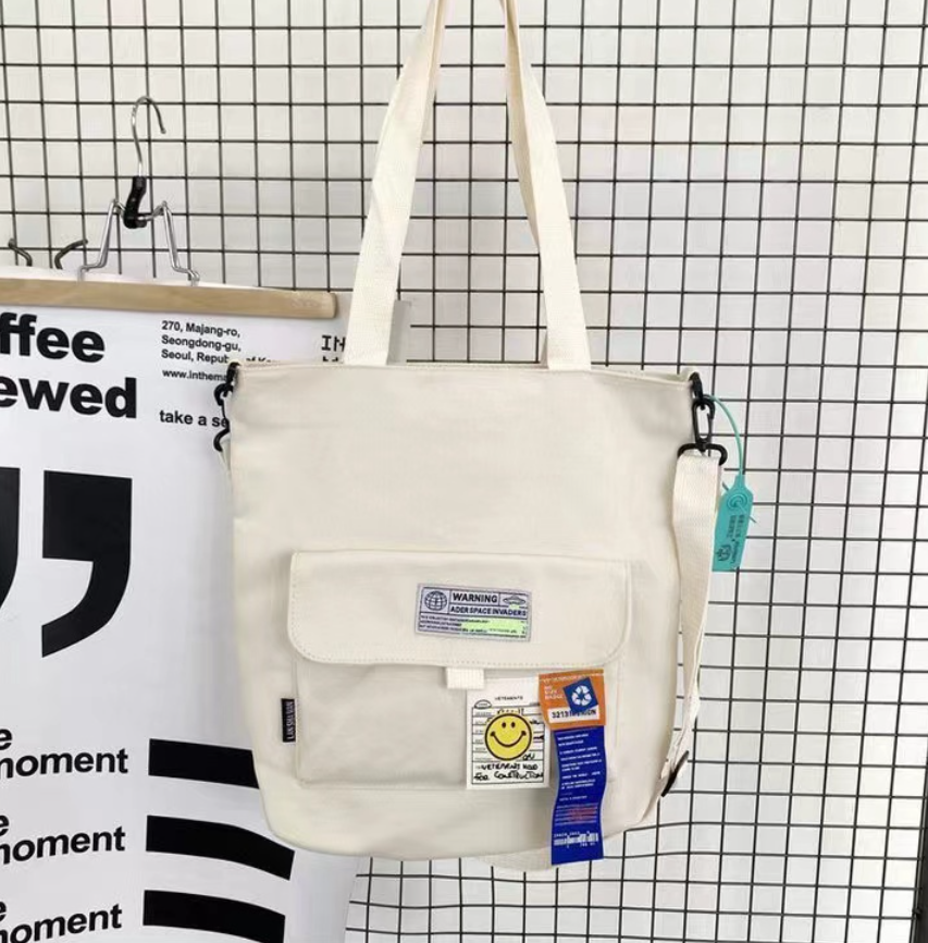 Japanese Ladies Harajuku Style Tote Bag With Sling Zipper Canvas Bags For Women