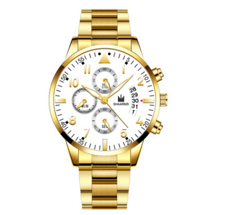 SHAARMS Stainless Steel Quartz Watch Date Calendar Men Business Watches M2