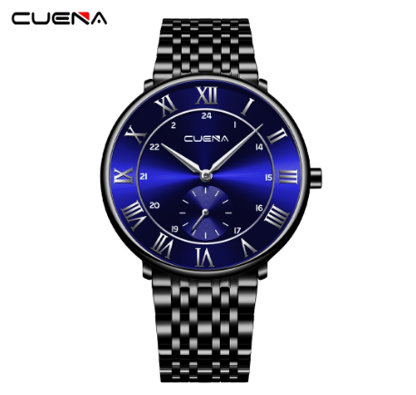 CUENA Men's Watch Original Brand Simple Fashion Sports Stainless Steel Waterproof 6005 05