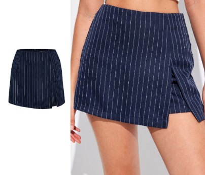 Lovito Women Split Front Shorts L67AD138 Blue