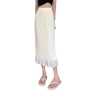 Lovito Women Pleated Skirt LNE17130 (White)