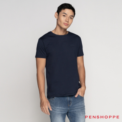 Penshoppe Semi-Fit Crew Neck Tshirt For Men (Black/Blush/Navy Blue/Olive/White)