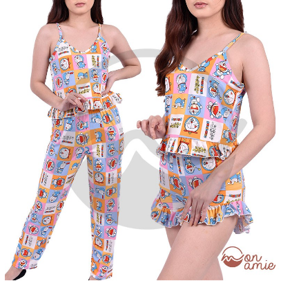 FASHION ADULT TRENDY CLEA 3 IN 1 COMFY SLEEPWEAR PAJAMA RUFFLE SHORTS SET 1192