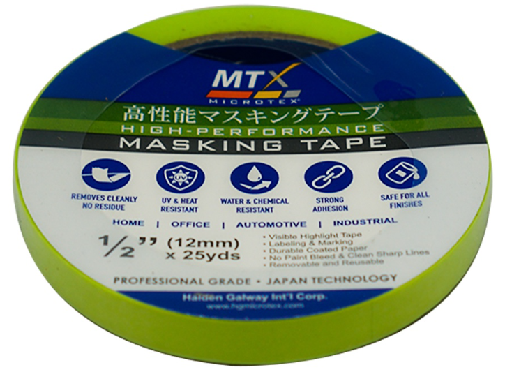 Microtex Masking Tape 1/2" (12mm) x 25yds High-Performance for Home, Office, Industrial