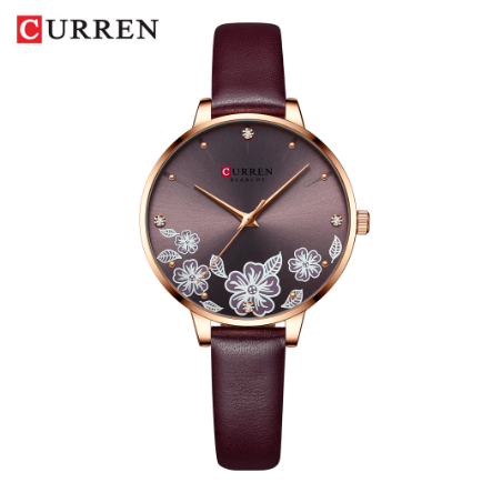 CURREN Women's Watch Fashion Leather Sports Casual Quartz Waterproof 9068X PURPLE