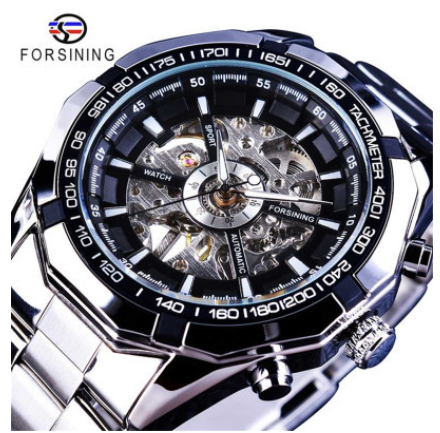 Forsining Watch for men Automatic Mechanical Watches Sport Skeleton Stainless Steel Gold Luxury Men Watch 3