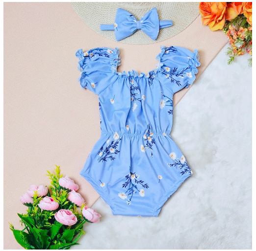 Candy Puffed Lettuce Baby Onesie with Turban 0-12 Months 1