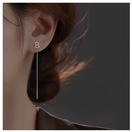 26 Initial 925 Silver Ear Cord Earrings Fashion Women Personalized English Letter Silver Ear Stud Ear Cord B