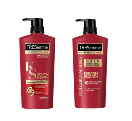 Tresemmé Keratin Smooth Anti Frizz Shampoo 620ml + Serum Hair Conditioner 650ml (Bundle of 2)