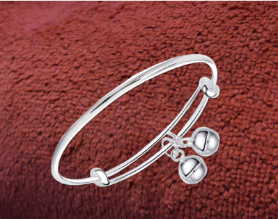 92.5 Italy Sterling Silver 2 Balls Child Bangles