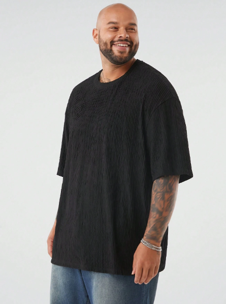 Manfinity CozeMod Oversized Men's Textured Pleated Crew Neck T-Shirt