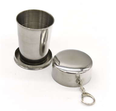 (large) Folding water cup outdoor sports travel stainless steel retractable Cup travel