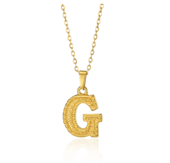 Stainless Steel Capital Initial Letter Necklaces For Women A-Z Alphabet Pendant Necklace G
