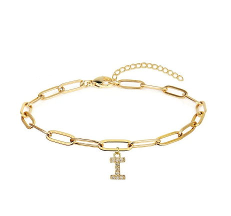 Fashion 26 Letters Alphabet Initials Crystal Bracelet Adjustable Bangle Women Men Jewelry Gift Wholesale I