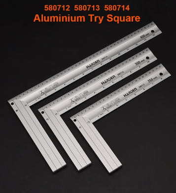 Harden 250,300,400mm Aluminum Try Square (Professional) L Shaped Tri Angle Measure Ruler