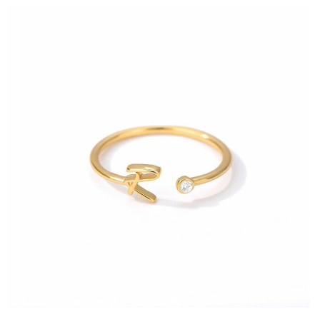 【Y&X】No fade 18K Gold 26 Initial Letters A G J Cubic Zircon Crystal Open Rings Finger Women Jewelry Gift R