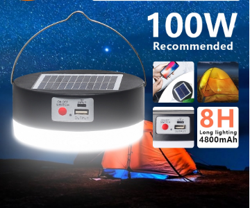 Solar Outdoor Camping light 100W USB Rechargeable Emergency Tent Lights Camp Stalls