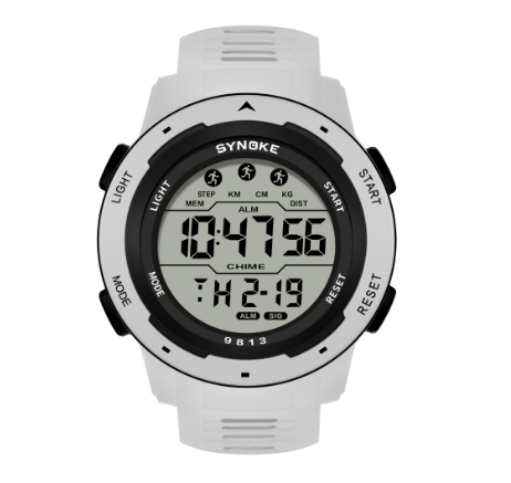 SYNOKE Brand Fashion Sport Watch For Men Waterproof Alarm Digital Electronic WHITE