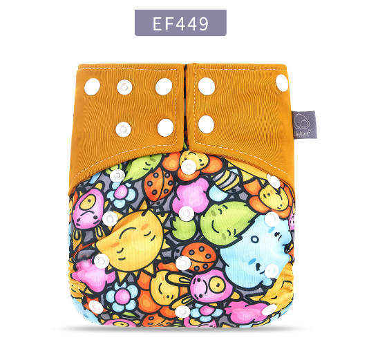 Elinfant Coffee Fiber Inner Baby Cloth Diapers Double Gusset Washable Baby Nappy Without Insert E13